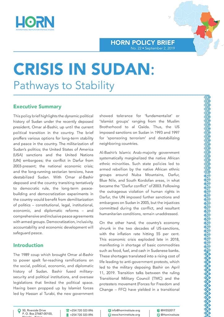 Issue 22: Crisis In Sudan: Pathways To Stability – HORN International ...